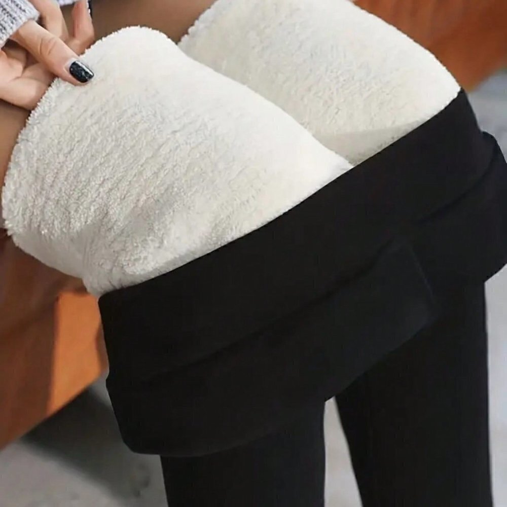 Black Casual Womens Solid Fuzzy Pants